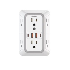 6 Outlet Extender Surge Protector Multi Plug Wall Adapter USB Charger Ports with