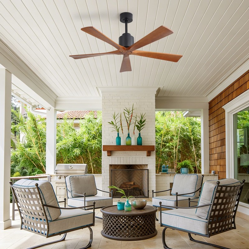 Sofucor 52in Flush Mount & Downrod Ceiling Fan No Light with 6 Speeds and Remote gallery
