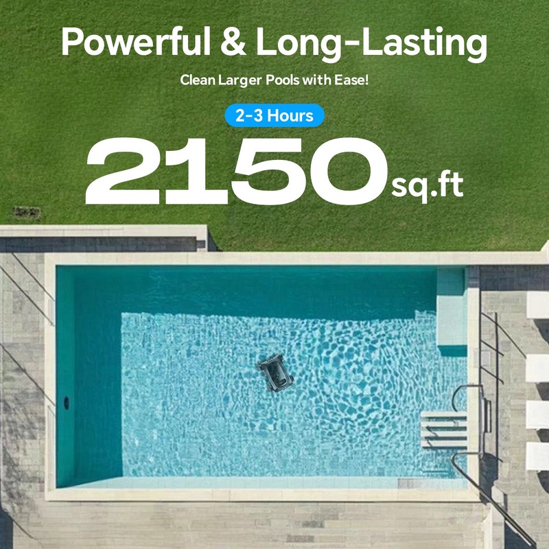 SAT 10 Cordless Robotic Pool Cleaner/Vacuum, 180 Mins Runtime, Up to 2000 Sq.ft gallery