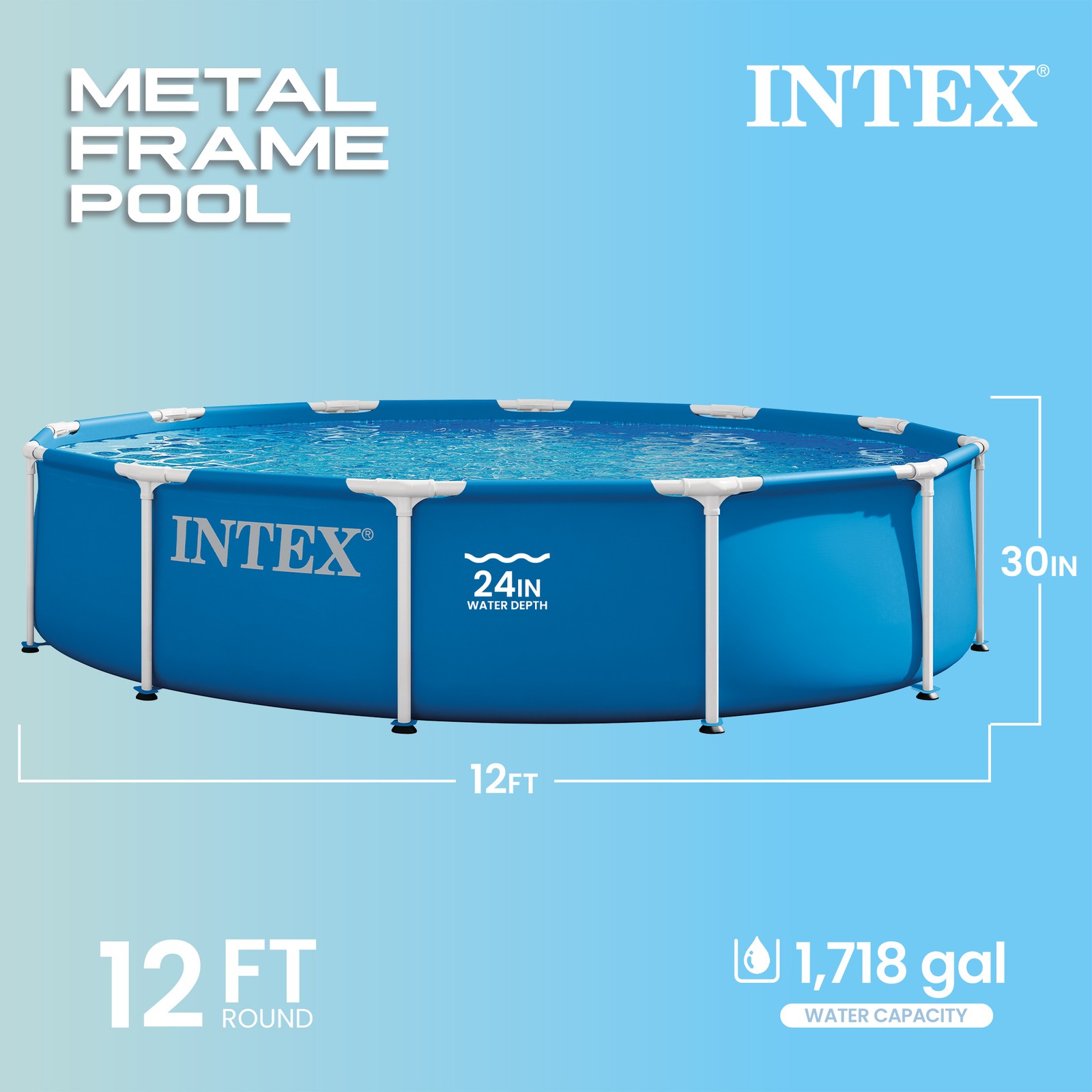 INTEX 28210EP 12Ft X 30In Metal Frame Above Ground Swimming Pool, Pool Only gallery
