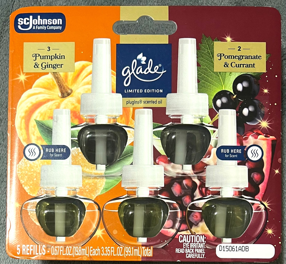 5 Count Glade Plugins Scented Oil Refills - Pumpkin Ginger Pomegranate Currant