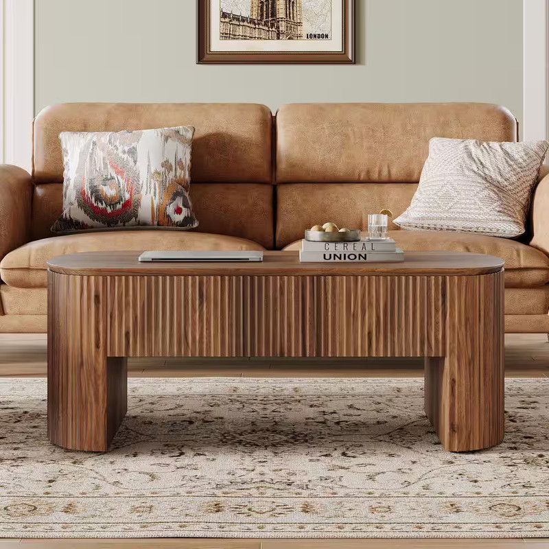 Allan 47.2 In. Brown Rectangle Engineered Wood Coffee Table with Lift Top and Hi gallery