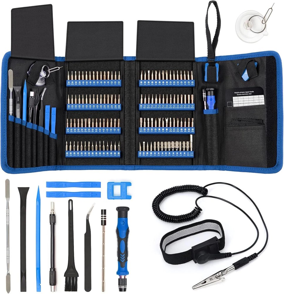 STREBITO Precision Screwdriver Set 142-Piece + Anti Static Wrist Strap Bundle, E