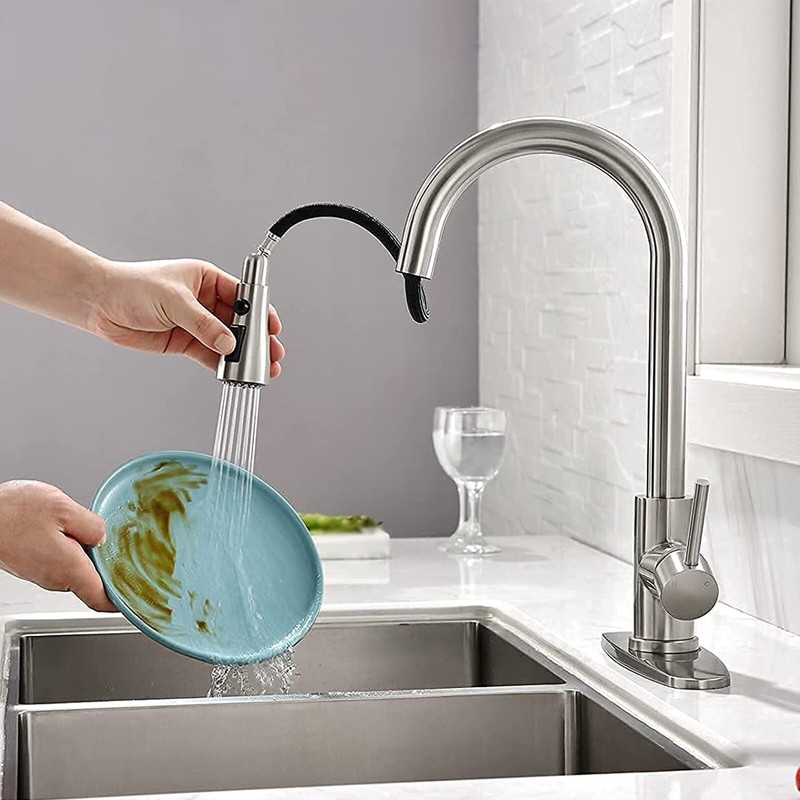 Brushed Nickel Touch Sensor Kitchen Faucet Pull Down Sprayer Sink Mixer Faucets gallery