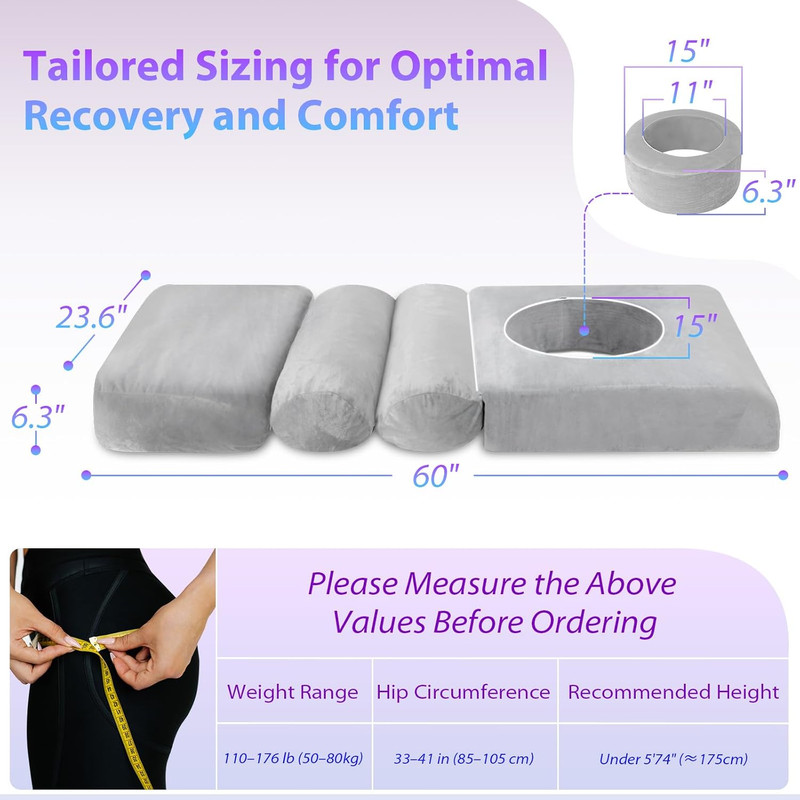 BBL Bed after Surgery for Sleeping, Ergonomic BBL Pillow with Hole, High Density gallery