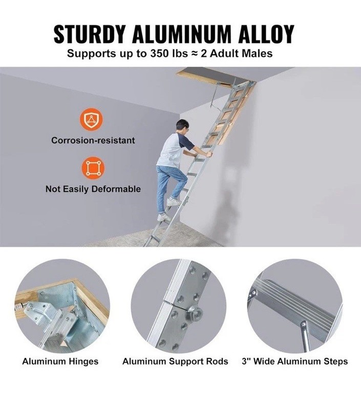 Werner Attic Ladder Foldable 375 Lb Capacity Fits 9.5'-12' Ceiling Height New gallery