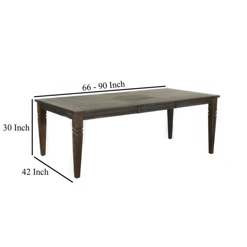 Pemberly Row 66 to 90 Inch Dining Table Rectangular Extendable Brown Solid Wood gallery