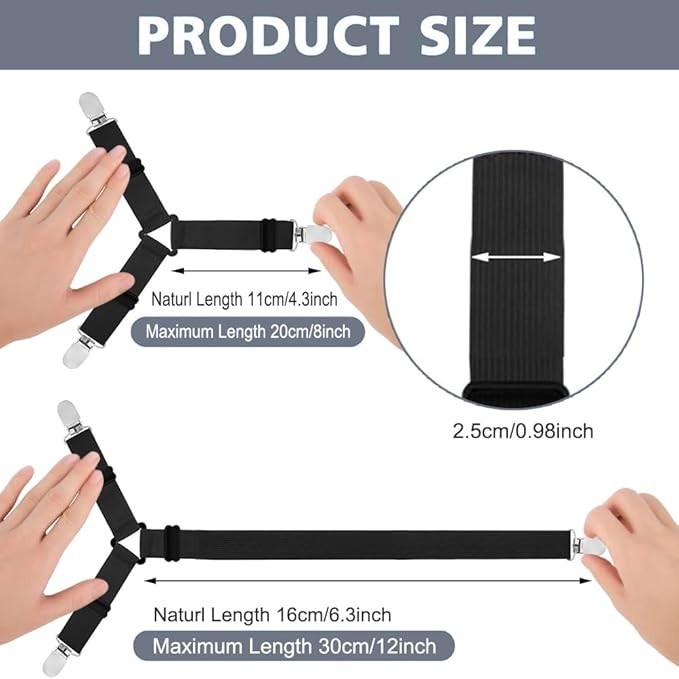 4Bed Sheet Fasteners Adjustable Elastic Suspenders Straps Mattress Covers Clips. gallery