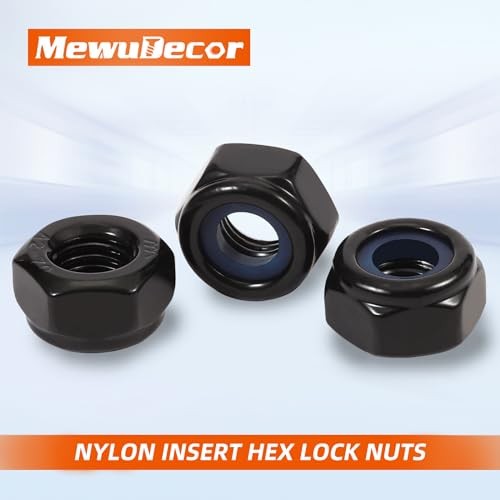 Nylon Insert Hex Lock Nuts Locknuts, 304 Stainless Steel 18-8 1/4-20 25 Black gallery