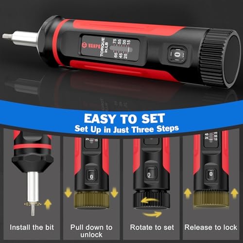 Torque Screwdriver Torque Screw Driver Wrench Driver Set, 1/4'' 15-75In-lb gallery