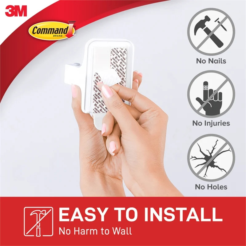 3M Command White Adhesive Broom Stick Gripper Holder Storage Holds 1.8Kg gallery