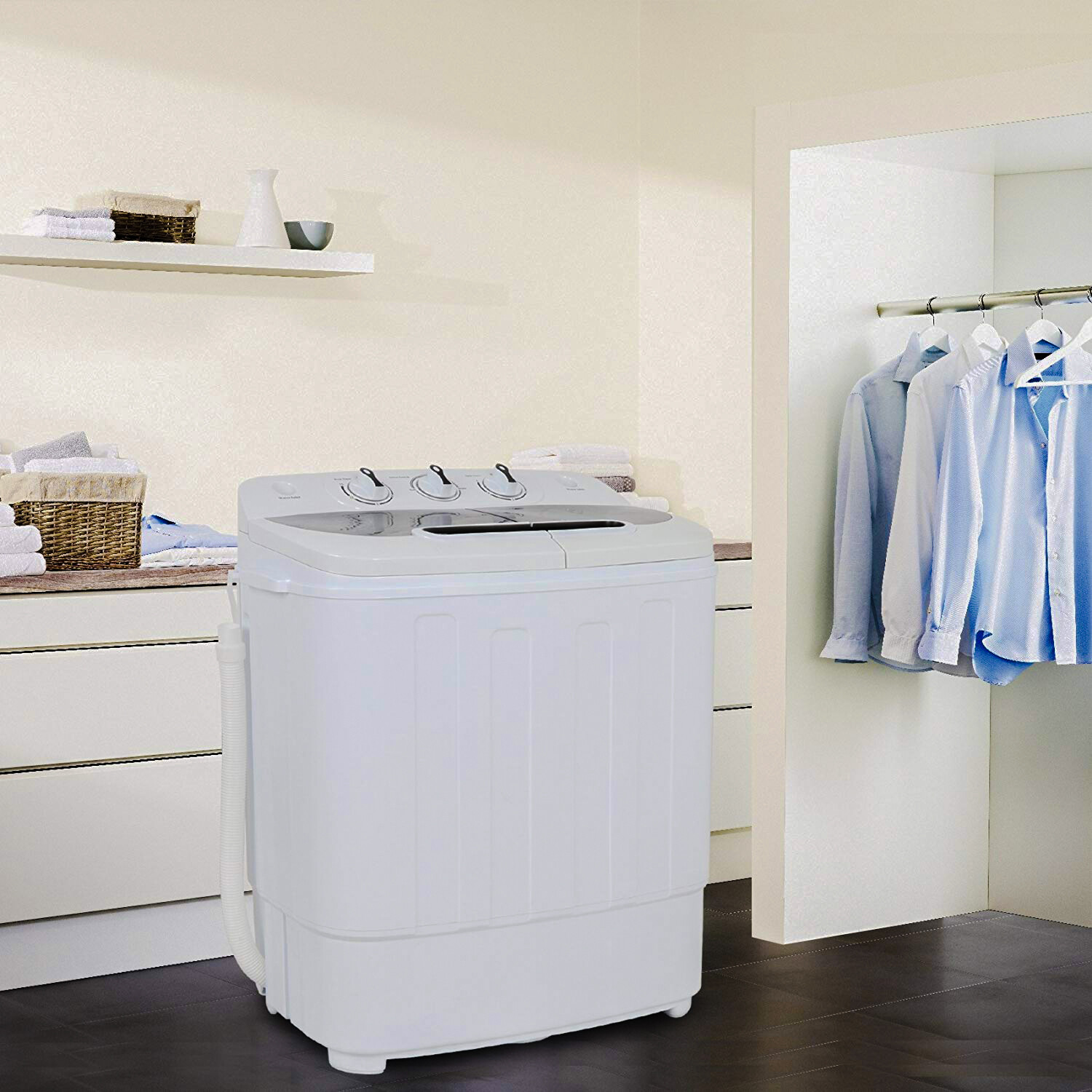 White Compact Portable Washer & Dryer with Mini Washing Machine and Spin Dryer gallery