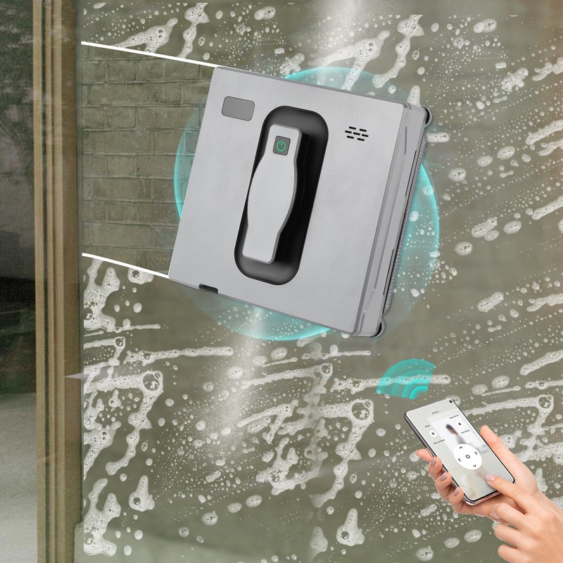 Automatic Window Vacuum Cleaner Cleaning Robot With Remote Auto Water Spray 65dB gallery