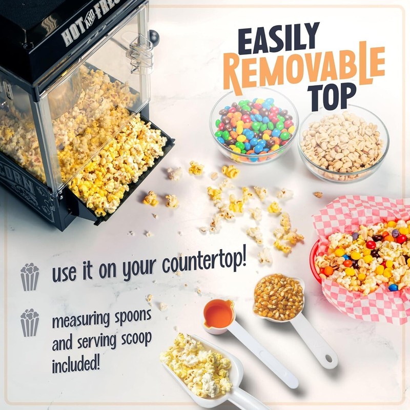 Popcorn Maker Machine Professional Cart With 2.5 Oz Kettle Makes Up to 10 Cups gallery