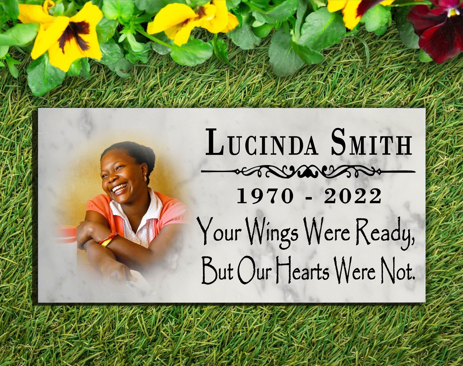 Memorial Stone With Photo Loved One Gift Custom Printed Picture Marble Plaque gallery
