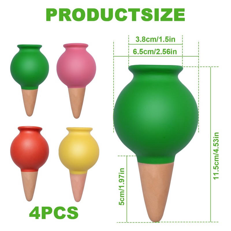 Red Ceramic Automatic Plant Waterer,Self-Watering Spike for Vacation&Lazy Garden gallery