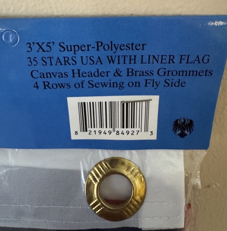 3x5 35-Star U.S. Flag Lined Super-Polyester Canvas Header Brass Grommets gallery