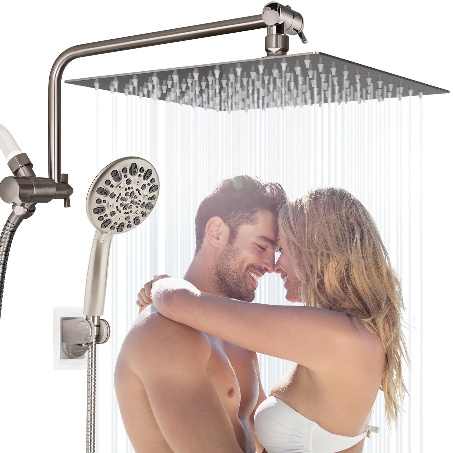 12-inch High Pressure All Metal Rainfall Shower Head with Handheld Spray Combo gallery