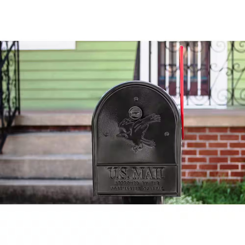 Black Large Outback Double Door Post Mount Mailbox Steel Mount Brass Mailboxes gallery