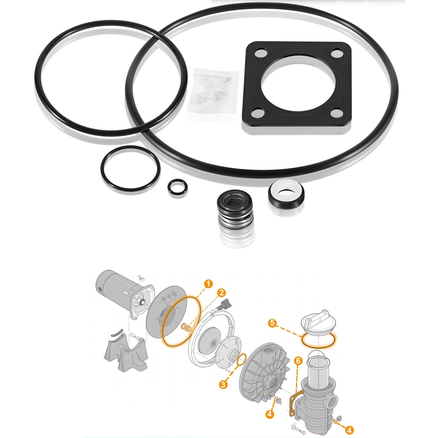 O-Ring Rebuild Kit for Sta-Rite P2RA & P2R Dura-Glas MaxeGlas Pool Pump PRE 1998 gallery