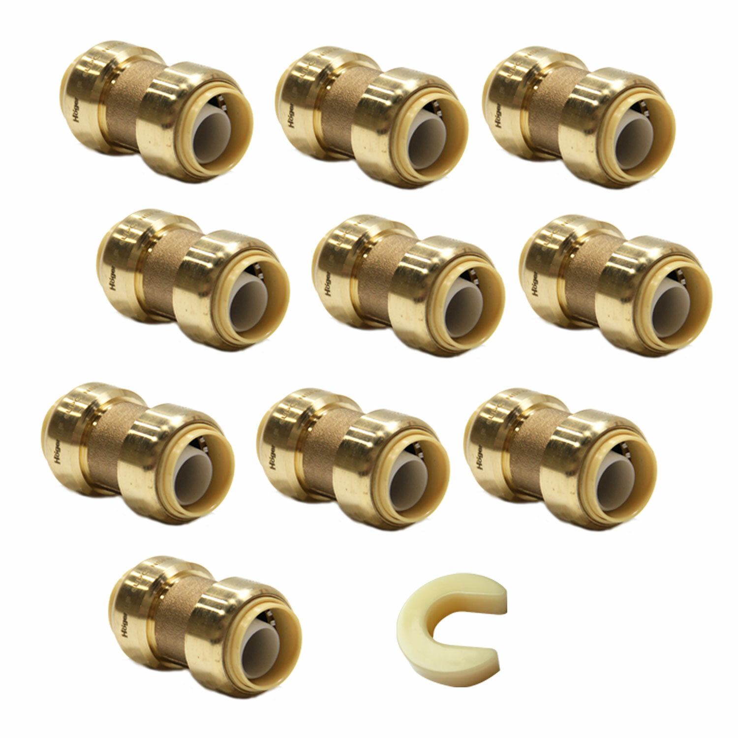 EFIELD 10 PCS 1/2" X 1/2" PUSH FIT COUPLINGS BRASS FITTINGS WITH CLIP, NO LEAD gallery