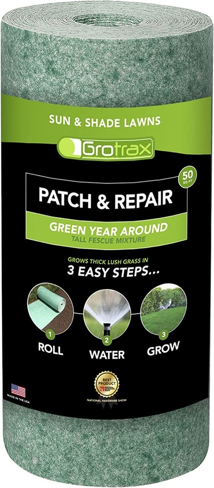 Grotrax Biodegradable Grass Seed Mat, Year Round Green - 50 Sq Ft Quick Fix Roll