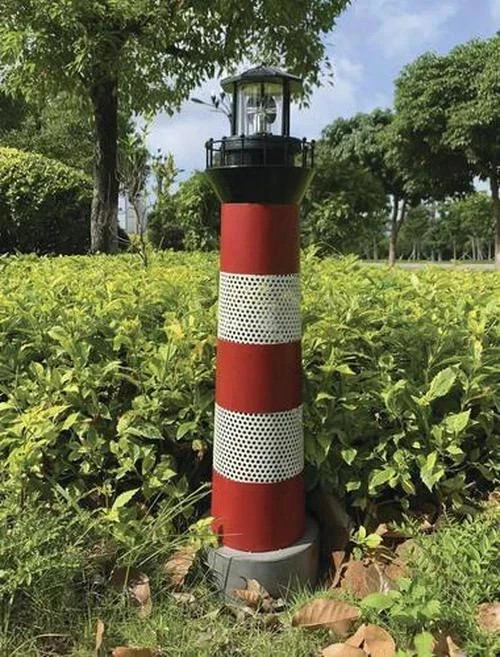 3'1" Metal LED Solar Lighthouse Statue Rotating Beacon Light Lawn Garden Decor gallery
