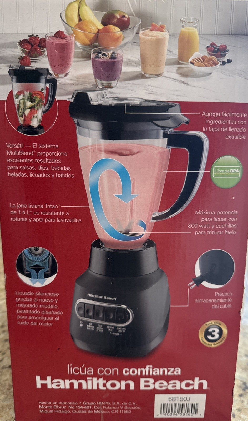 Hamilton Beach MultiBlend Blender 48oz Capacity 800 Watts Versatile Power Quiet gallery