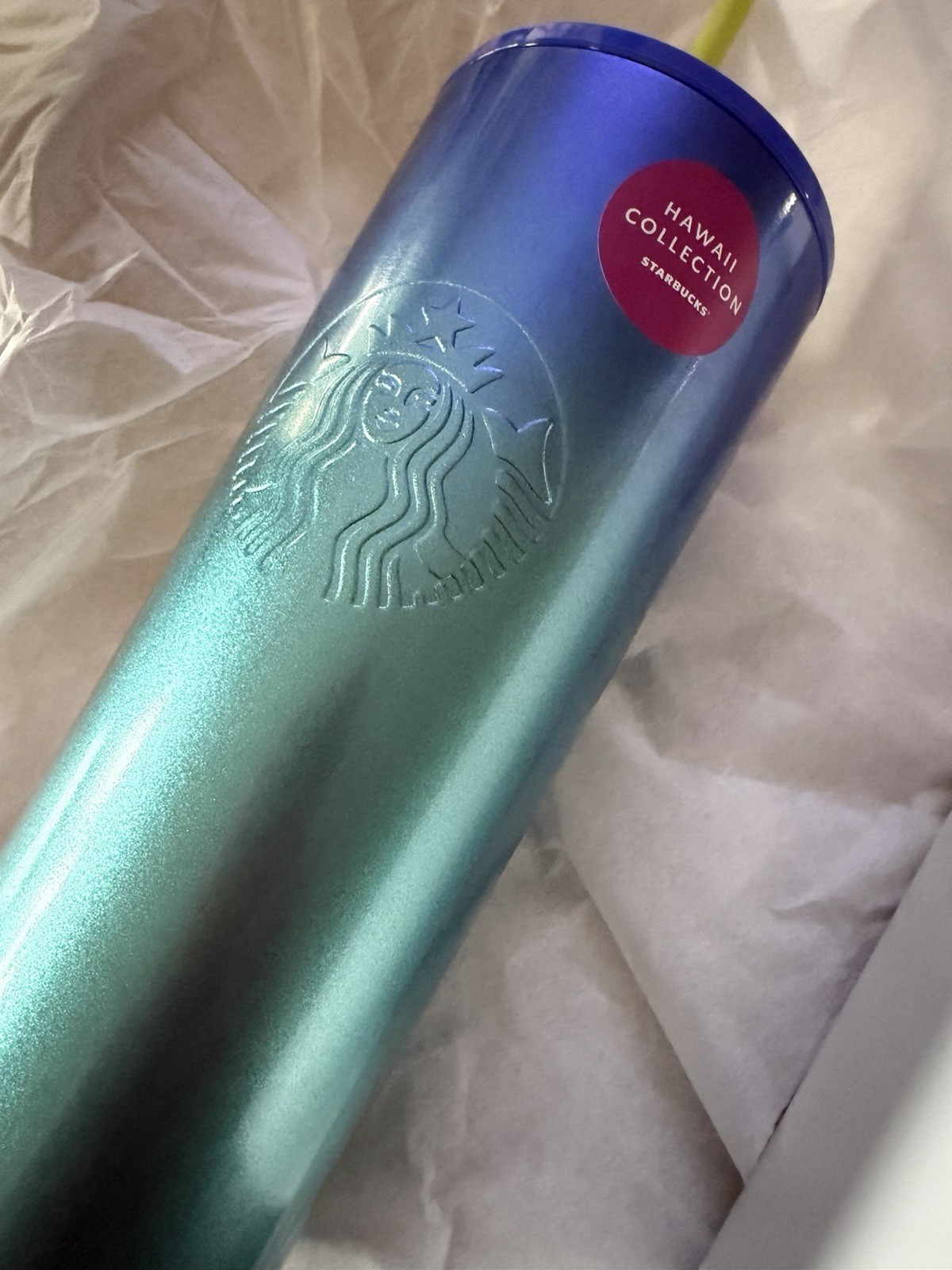 Starbucks Hawaii Collection 24oz Stainless Steel Blue Ombre Tropical Cold Cup gallery
