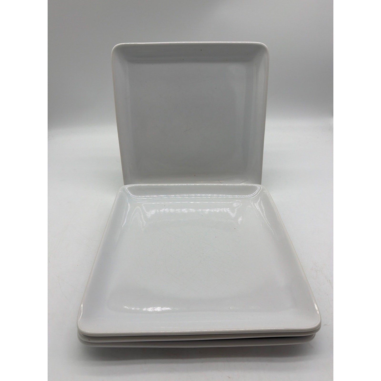 4 Pampered Chef Simple SIMPLE ADDITIONS 10" Square White Dinner Plates gallery
