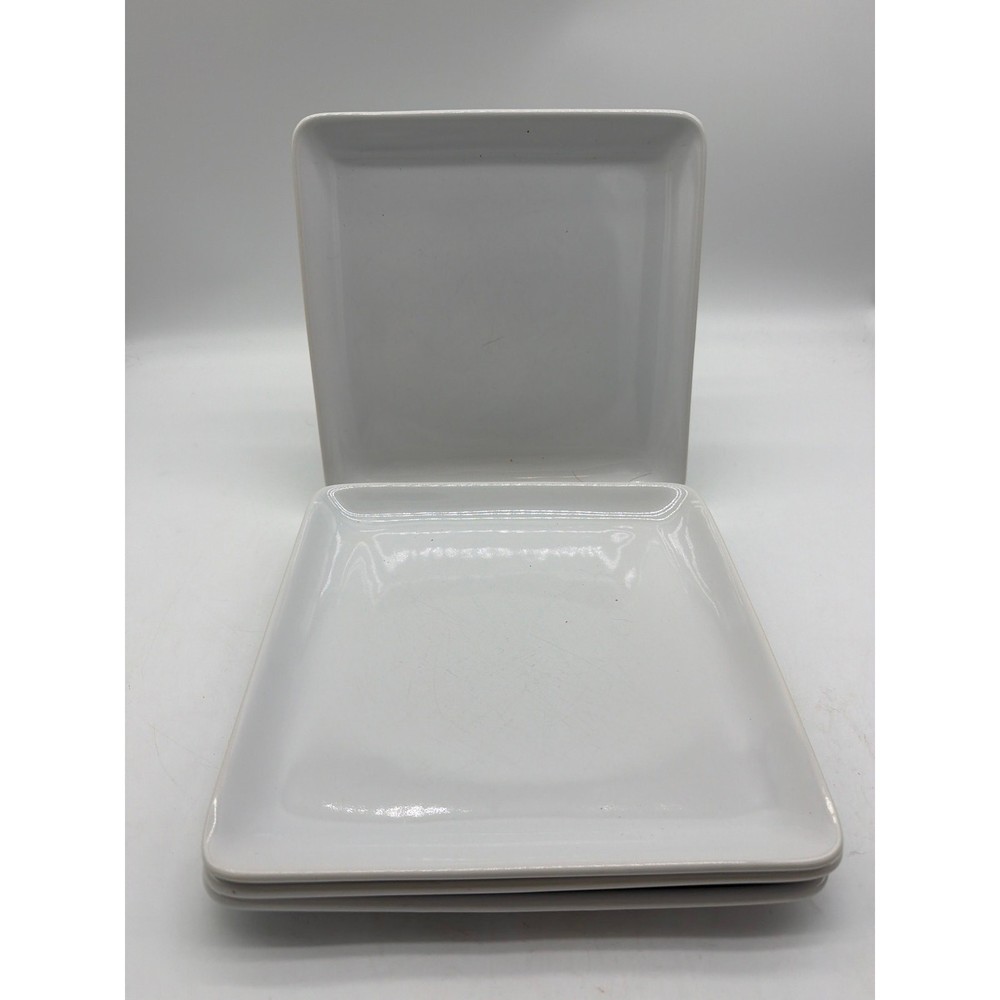 4 Pampered Chef Simple SIMPLE ADDITIONS 10" Square White Dinner Plates