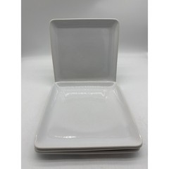 4 Pampered Chef Simple SIMPLE ADDITIONS 10″ Square White Dinner Plates