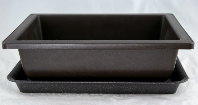 Rectangular Plastic Bonsai Training Pot + Tray Set 10"x 7.5"x 3" - Dark Brown gallery