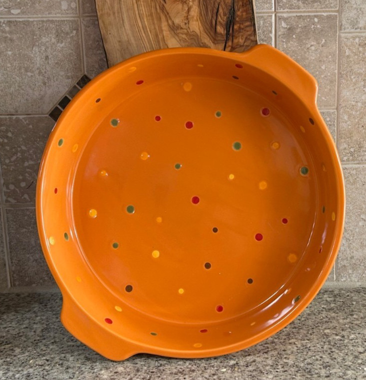 Temptations ~Polka Dot~Orange~10Pc Snack Veg Chip Dip Server gallery