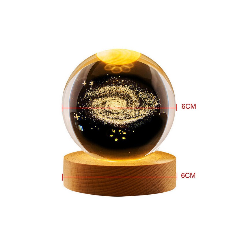 3D Crystal Ball Moon Planet Globe Table Lamp USB LED Night Light Home Decor Gift gallery