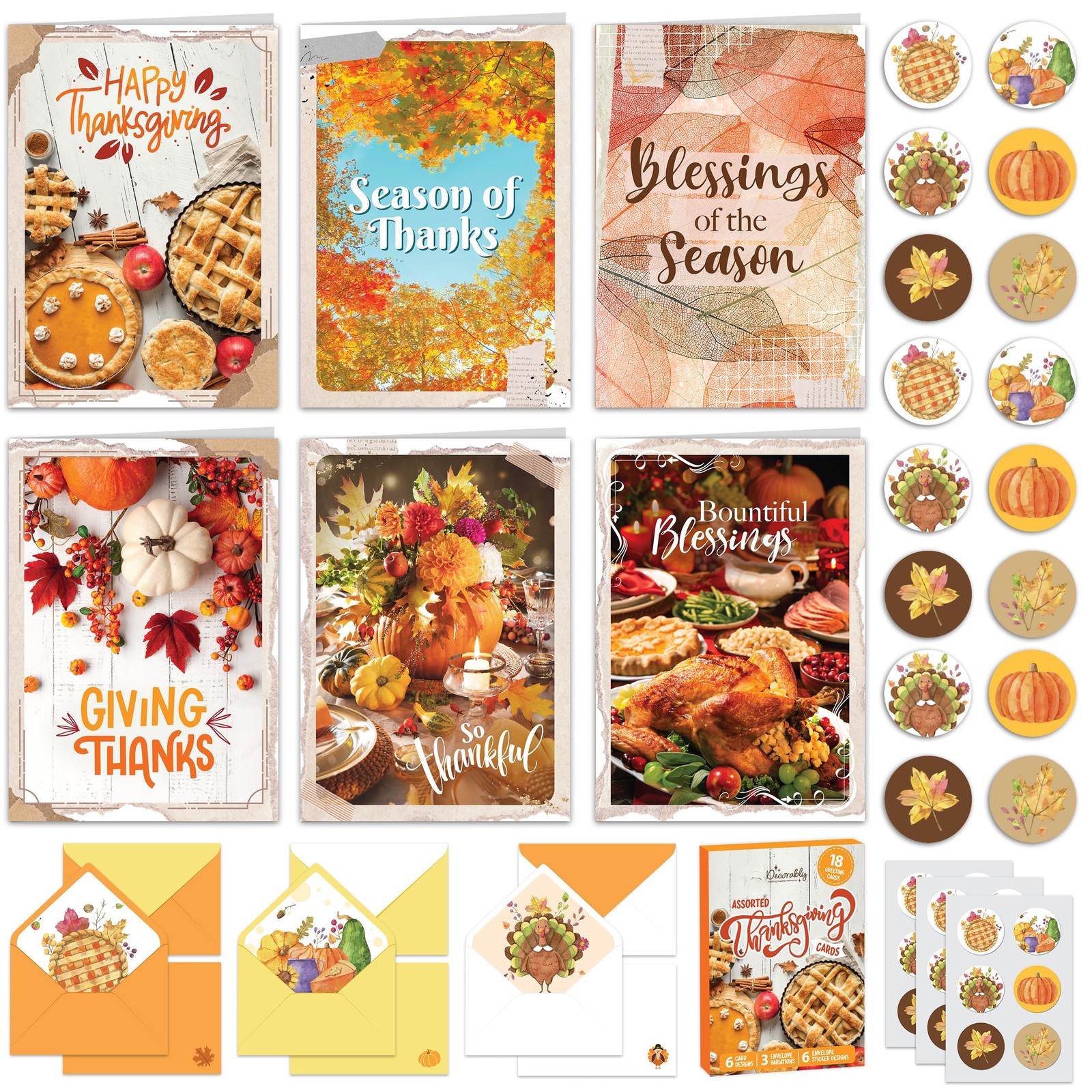 Decorably 18 Pack 5x7in Happy Thanksgiving Cards with 5x7 inches, multicolor gallery