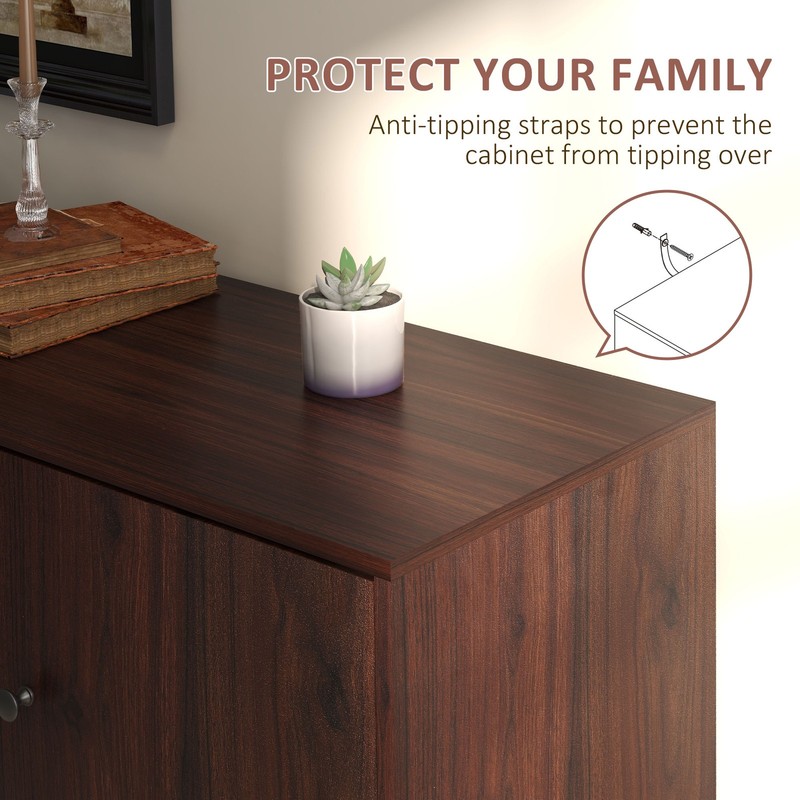 HOMCOM Kitchen Sideboard with 2 Cabinets 3 Drawers Buffet Table, Brown gallery