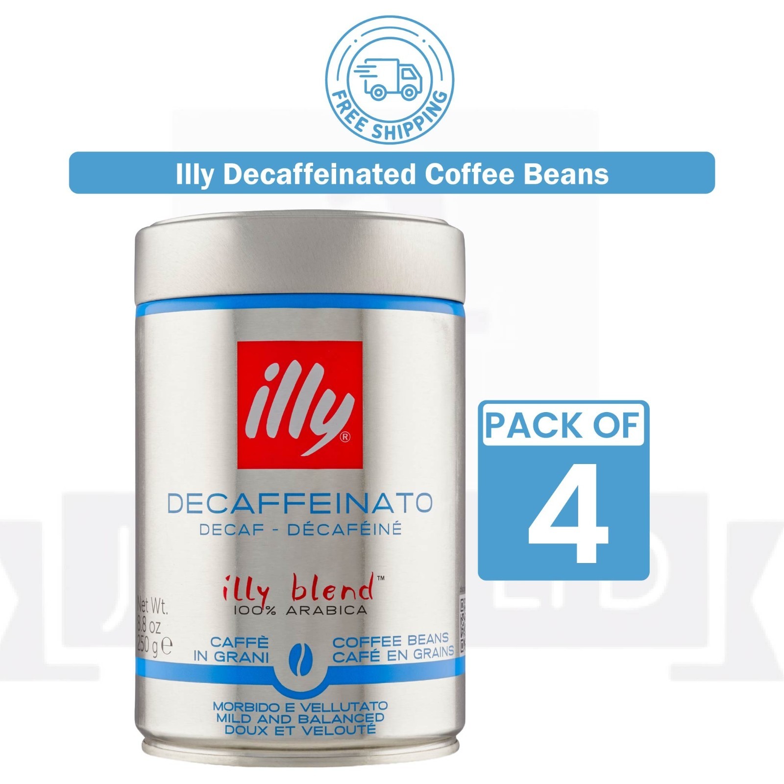 illy Decaf Green Decafeinated Coffee Beans Tin 250g - 4 PACK - EXP 09/2027 gallery