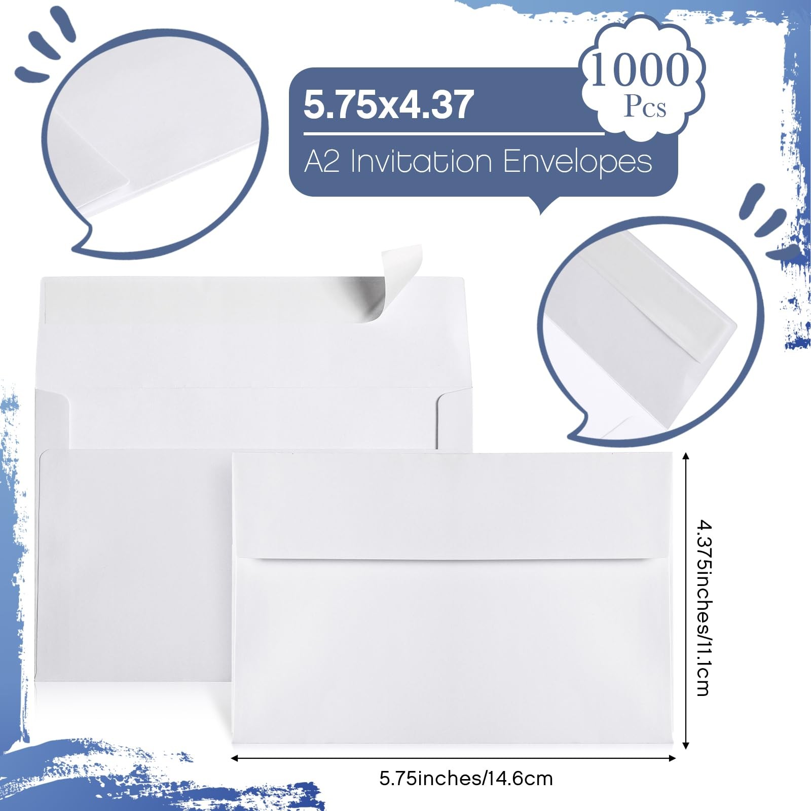 Fainne 1000 Pcs White Envelopes Self Adhesive A2 5.75 x 4.375 Inch, white gallery