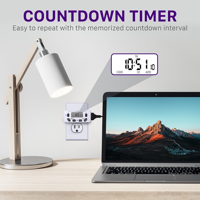 1 Pack Indoor 7 Days Programmable Digital Wall Outlet Light Timer Plug In Switch gallery