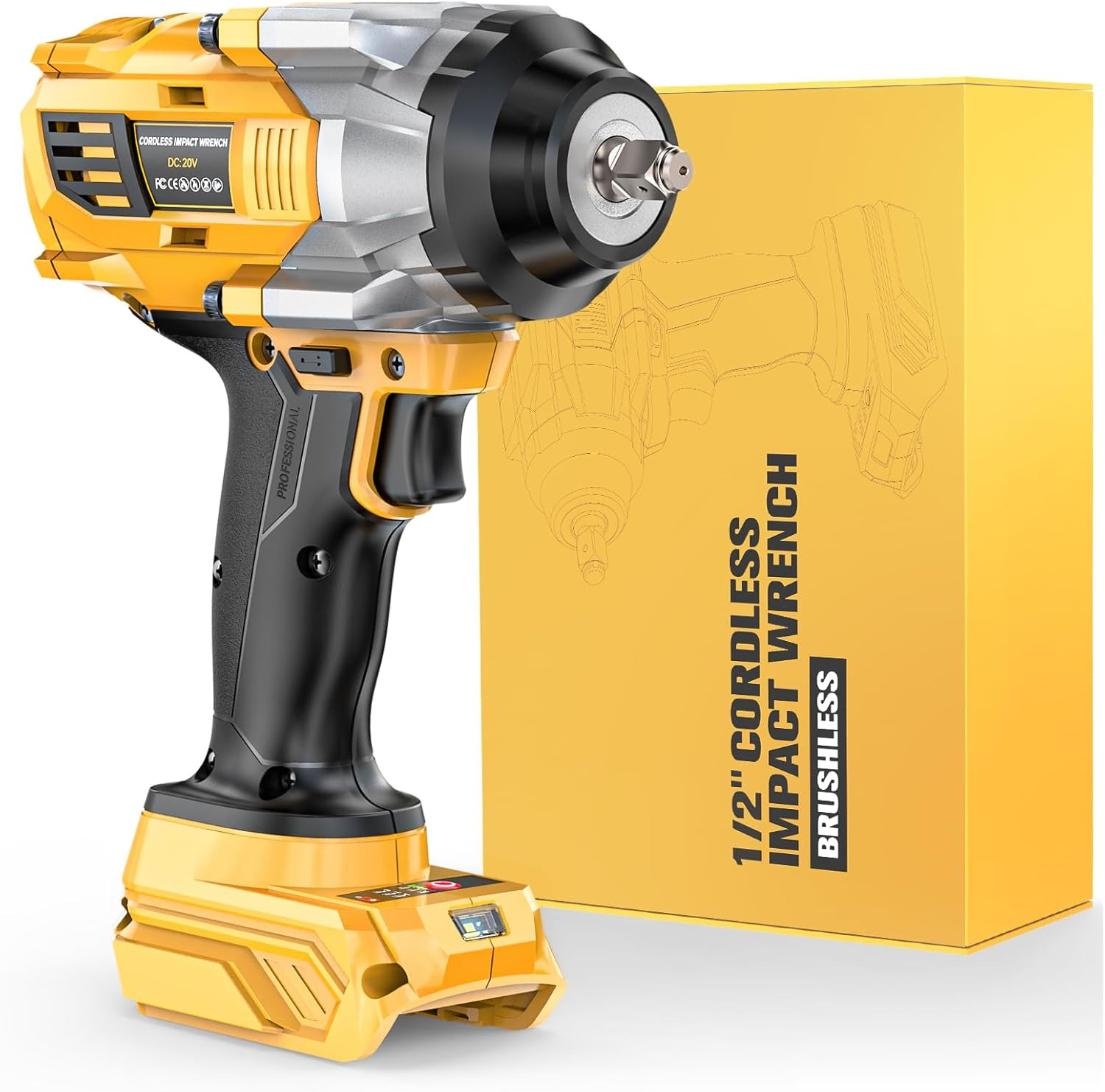 Impact Wrench Compatible with Dewalt 20V MAX Battery: 1/2 Inch Hog Ring Impact D gallery