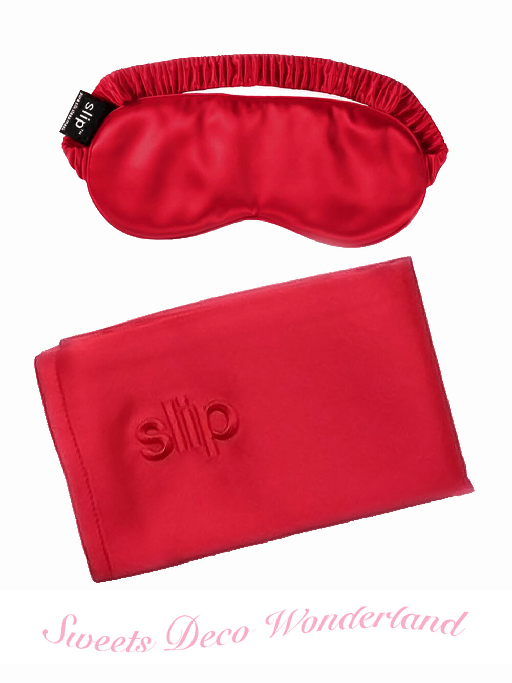 100% AUTHENTIC SLIP FOR BEAUTY SLEEP RED PURE SILK PILLOWCASE + SLEEP MASK BNIB gallery
