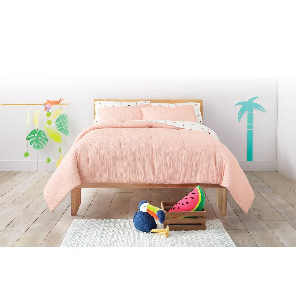 Full/Queen Seersucker Comforter Set Pink - Pillowfort gallery
