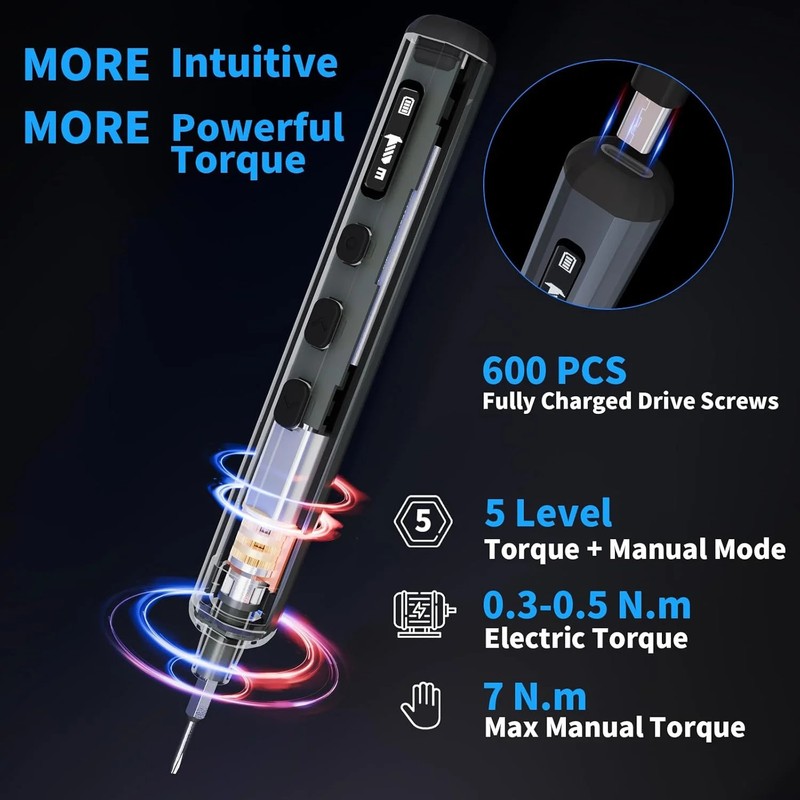 STREBITO Mini Electric Screwdriver Set, 70 in 1 Small Electric Screwdriver - 64 gallery