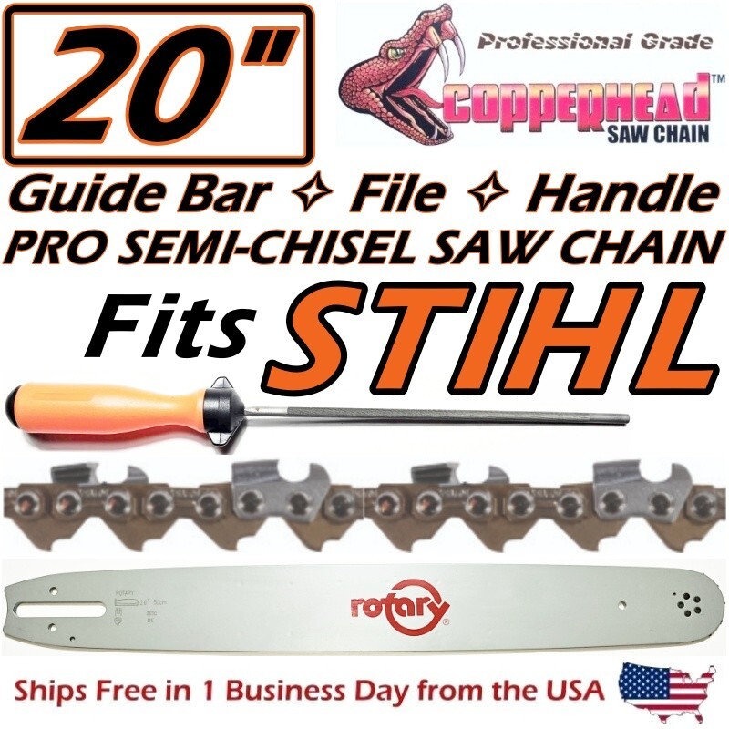 COPPERHEAD 20" BAR, PRO SEMI-CHISEL 81 DL SAW CHAIN & FILE STIHL MS261 MS271 291