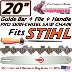 COPPERHEAD 20″ BAR, PRO SEMI-CHISEL 81 DL SAW CHAIN & FILE STIHL MS261 MS271 291
