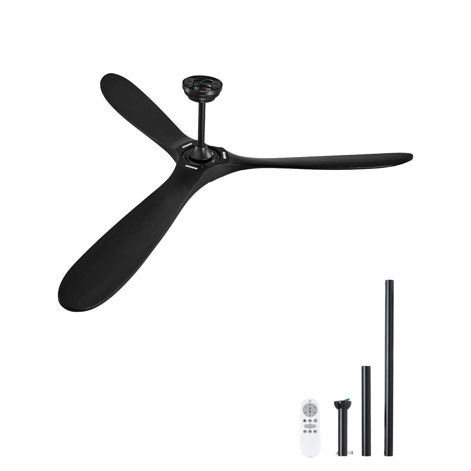 72 inche 3 Blades Ceiling Fan No Light Remote Control Reversible DC Motor Black gallery