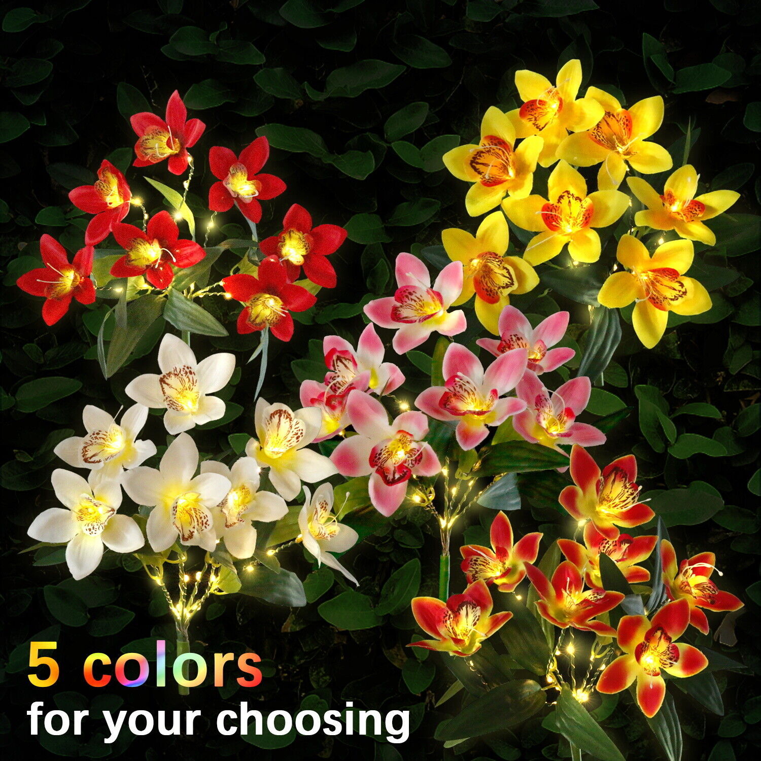 Solar LED Garden Lights Flower Stake Lamp Outdoor Yard Waterproof Patio Decor gallery