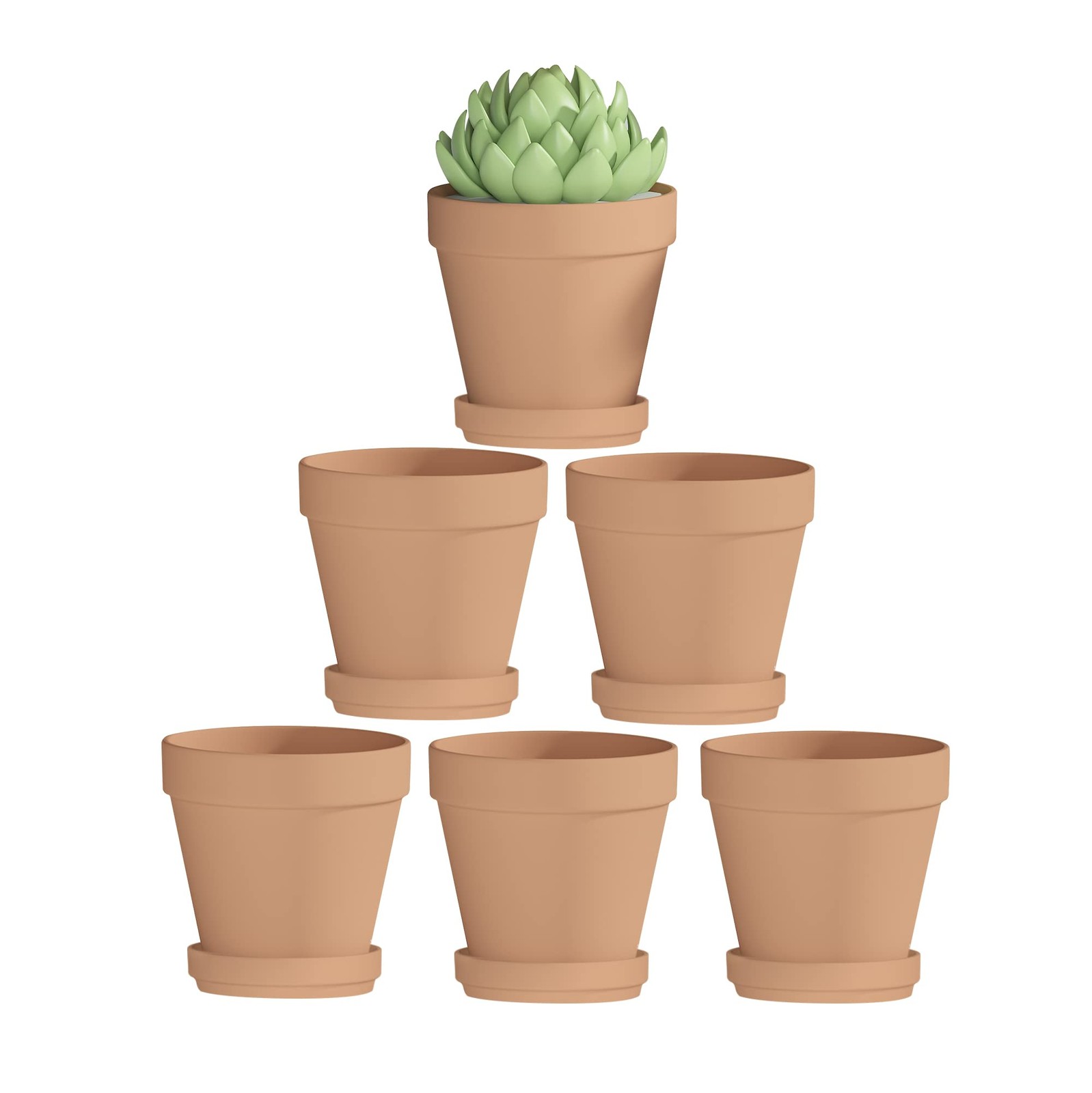 Fcacti 4 Inches Small Terracotta Pots with Saucer, 6 4 inches, gallery