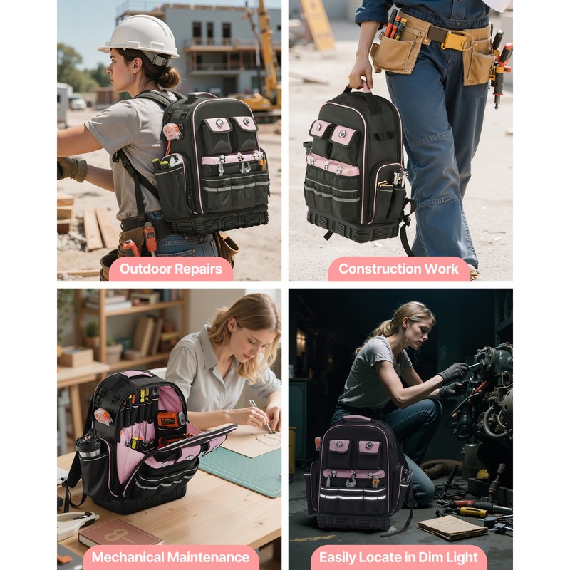Tool Backpack 56 Pockets Tear-resistant Jobsite Backpack for Electrician gallery